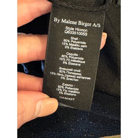 By Malene Birger Sweater Women Small Black Metallic Knit Mock Neck Hinnon Top - Picture 9 of 10